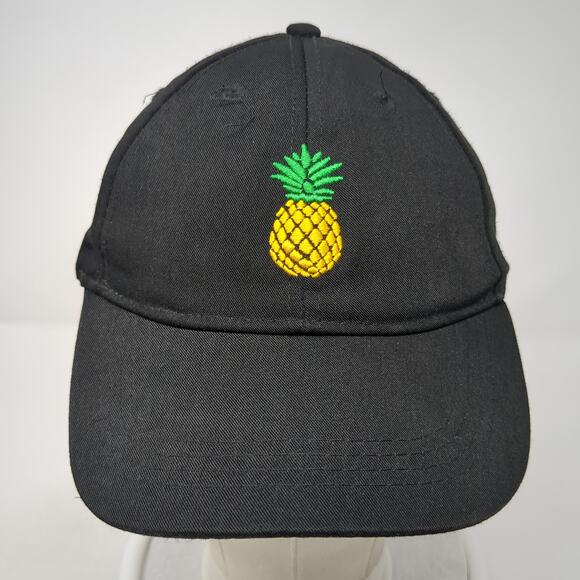 Pineapple Strapback Baseball Cap Black OS Adjustable Embroidered Cruise Club - Picture 2 of 10